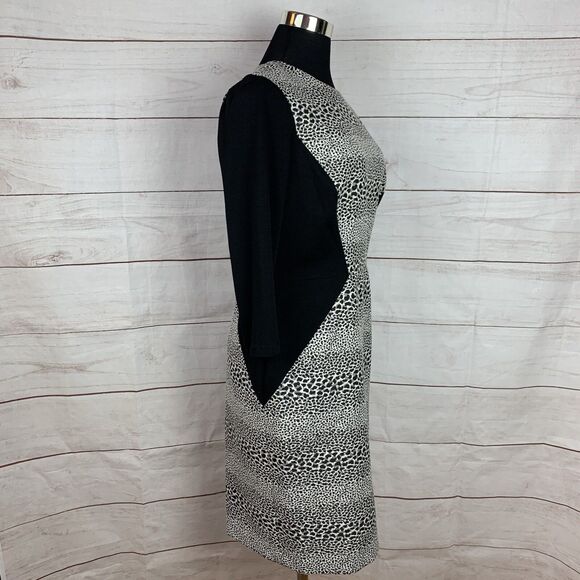 Muse dress Formal colorblock animal print 8 medium M zip black bodycon Career - Picture 10 of 16